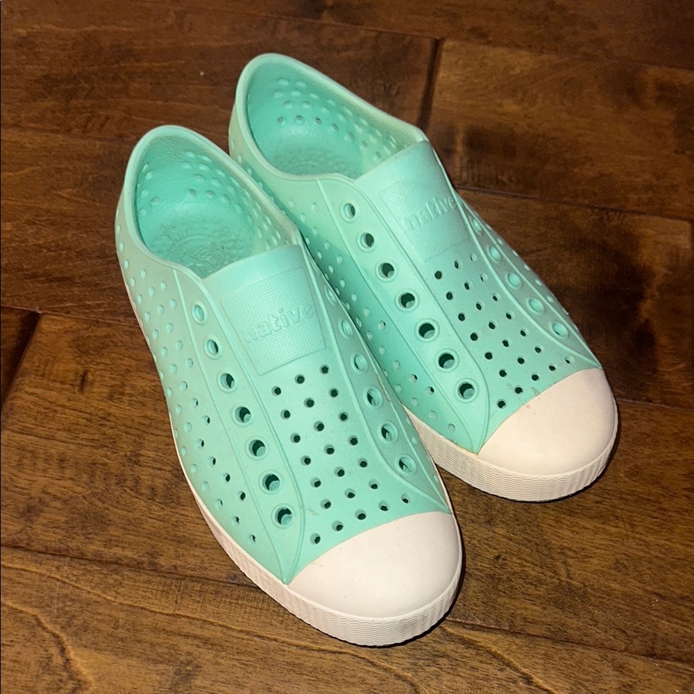 Native Blue and White Slip-On Sneakers